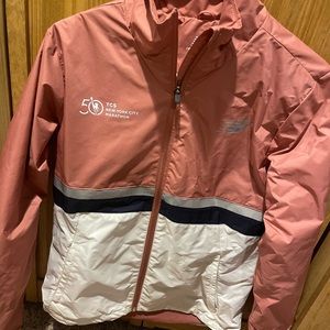 Pink and white 2021 NYC Marathon Jacket